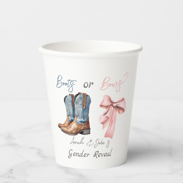 Gobelets En Papier Boots ou Bows Blue Rose Genre Revevela Party (Recto)