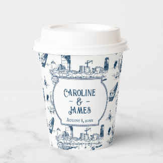 Gobelets En Papier Boston Toile Marine Personnalisé Mariage Paper Cup
