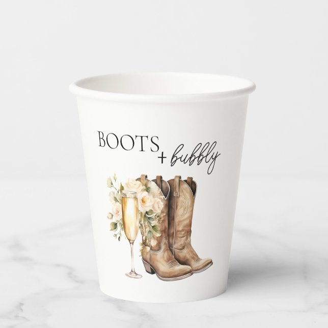 Gobelets En Papier Bottes élégantes et Fête des mariées Bubbly (Recto)
