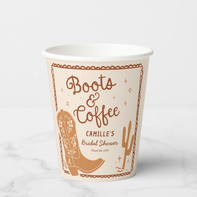 Gobelets En Papier Bottes rustiques et Fête des mariées de café tasse (Recto)