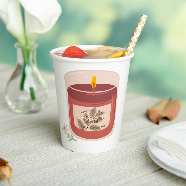 Gobelets En Papier Bougie de Magnolia d'automne rustique (Créateur téléchargé)