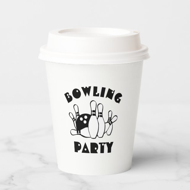 Gobelets En Papier Boule De Bowling Et Pins (Recto)