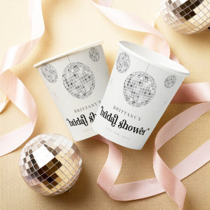 Gobelets En Papier Boule disco rétro argentée pour une baby shower gr
