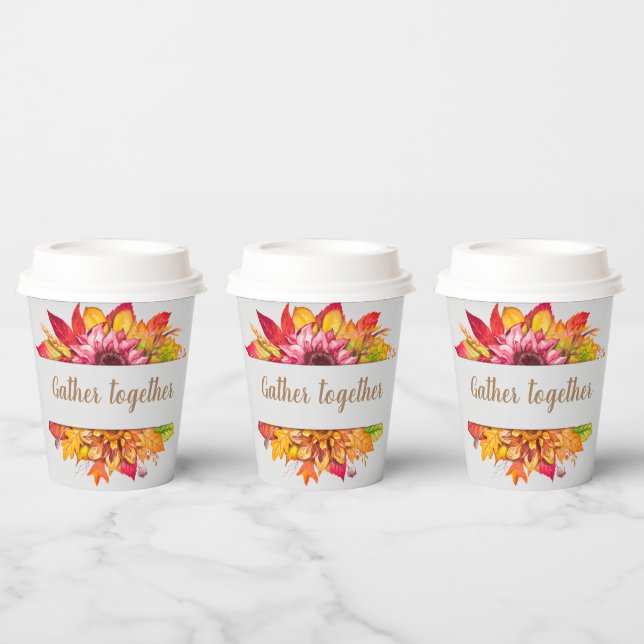 Gobelets En Papier Bouquet de feuilles d'automne personnalisable (Multi)