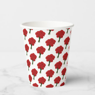 Gobelets En Papier Bouquet des oeillets rouges - Art romantique éléga