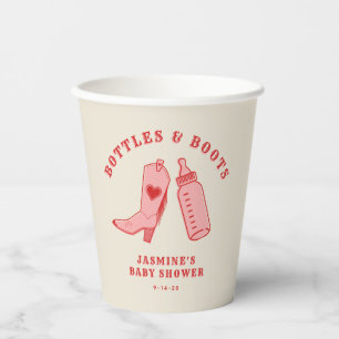 Gobelets En Papier Bouteilles & Bottes Cowgirl Western Baby shower ro