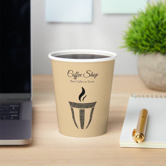 Gobelets En Papier Boutique de café simple ornement professionnel (Insitu)