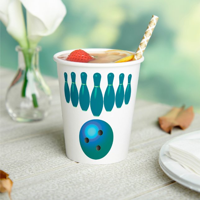 Gobelets En Papier Bowling Ball et Pins Sports amusants (Créateur téléchargé)