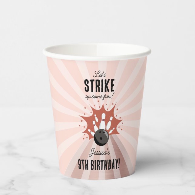 Gobelets En Papier Bowling Grève Un Amusant Anniversaire Rose Gold Gi (Gauche)