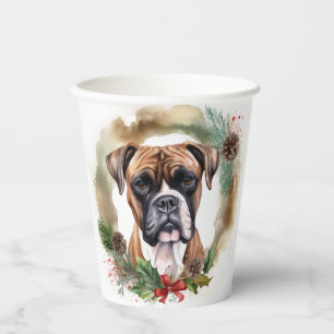Gobelets En Papier Boxer Christmas Wreath Festive Pup