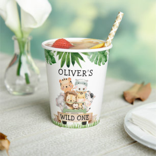 Gobelets En Papier Boy Jungle Wild One Birthday Tasses en papier