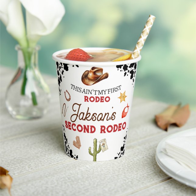 Gobelets En Papier Boys My Second Rodeo Cowboy 2e anniversaire (Insitu)