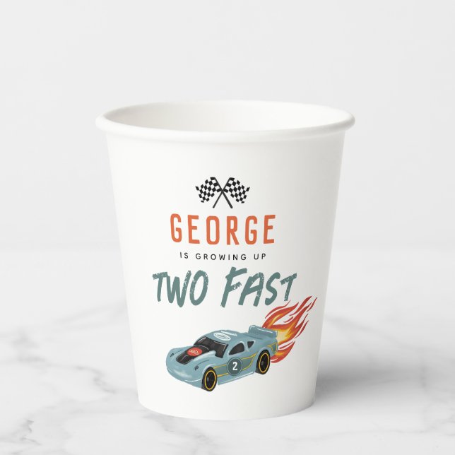 Gobelets En Papier Boys Two Fast 2nd Birthday Racing Car (Recto)