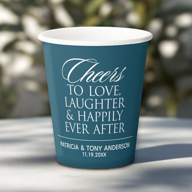 Gobelets En Papier Bravo d'aimer le rire heureux toujours après Maria (Custom Paper Cups for a Wedding or Anniversary Celebration)