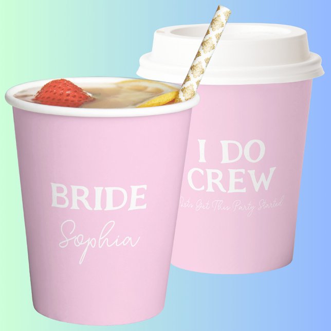 Gobelets En Papier Brides Bachelorette Nom rose (Front And Back)