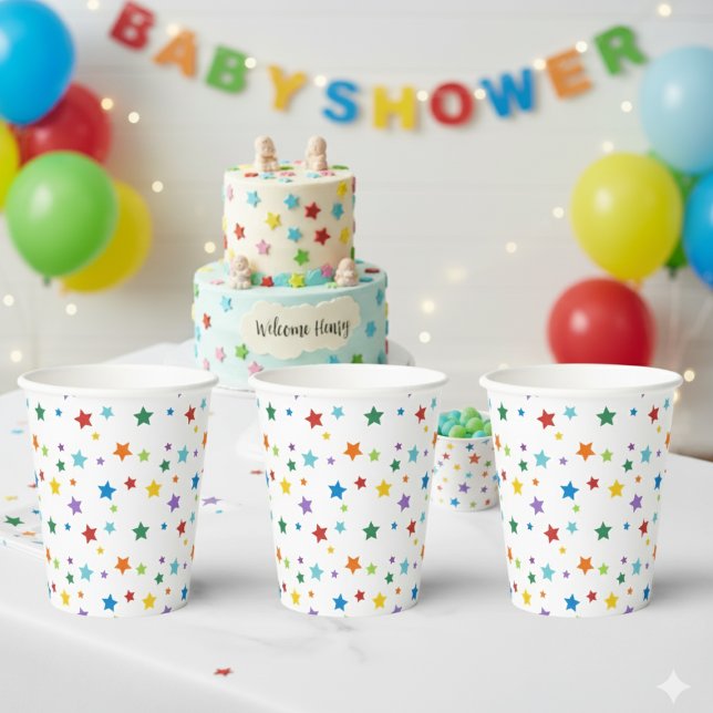 Gobelets En Papier Bright Stars - Festive & Whimsical (Bright stars baby shower cups)