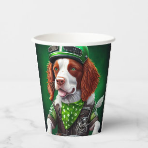 Gobelets En Papier Brittany Spaniel conduite vélo St. Patrick's Day