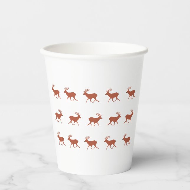 Gobelets En Papier Brown Deer Walking Festive Motif (Recto)