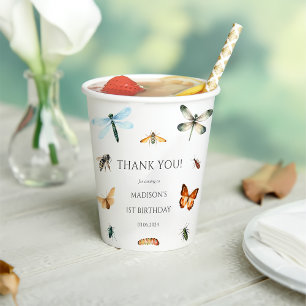 Gobelets En Papier Bugs & Insectes Vintage fête d'anniversaire