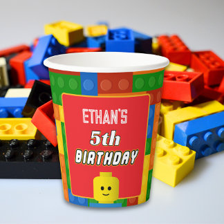 Gobelets En Papier Building Blocks Kids Birthday Fun Colorful