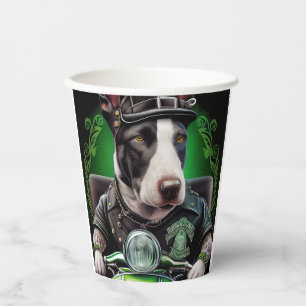 Gobelets En Papier Bull Terrier Chien Conduite Vélo St. Patrick's Day