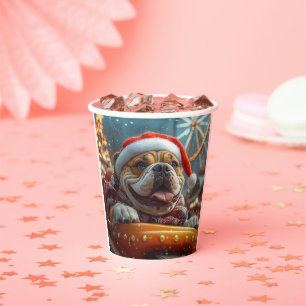 Gobelets En Papier Bullmastiff Dog Roller Dessous de verre Noël