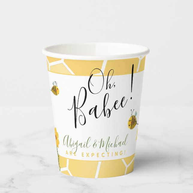 Gobelets En Papier Bumble Bee Baby shower Oh Babee (Gauche)