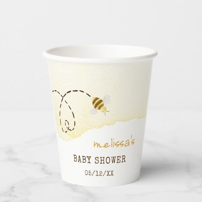 Gobelets En Papier Bumble doux Baby shower d'abeille tasses de papier (Recto)