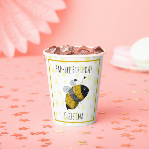 Gobelets En Papier Bumblebee mignonne Jaune et Noir Anniversaire de
