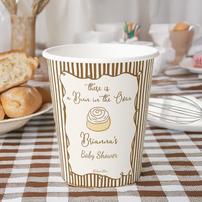 Gobelets En Papier Bun in the oven baking baby shower monogrammed (Bun in the oven baking baby shower monogrammed paper cups personalized baby shower table decor)