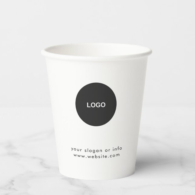 Gobelets En Papier Business Logo | Stylish Black Modern Professional  (Recto)