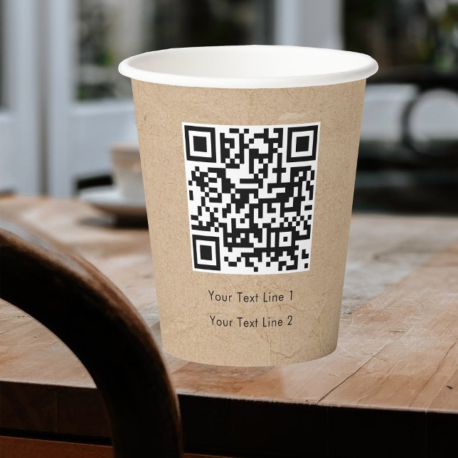 Gobelets En Papier Business QR Code Modern Professional Kraft Brown (Créateur téléchargé)