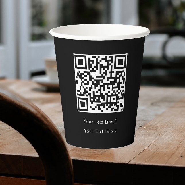 Gobelets En Papier Business QR Code Modern Professional Simple Noir (Créateur téléchargé)