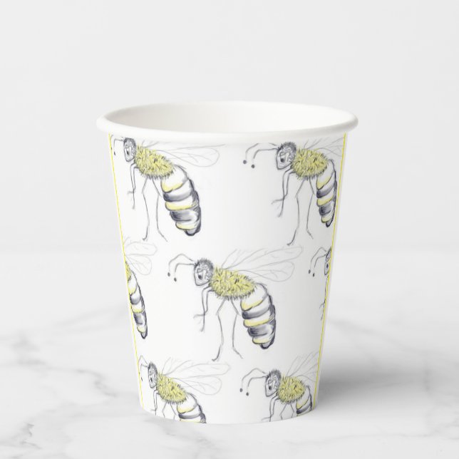 Gobelets En Papier Buzzing with Style – Bee Illustration cups (Recto)