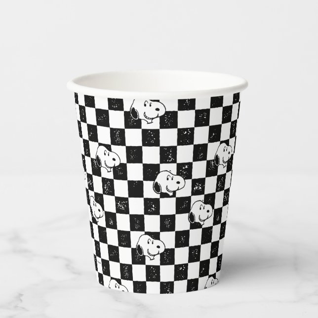 Gobelets En Papier cacahuètes | Drapeau À damiers Snoopy (Recto)