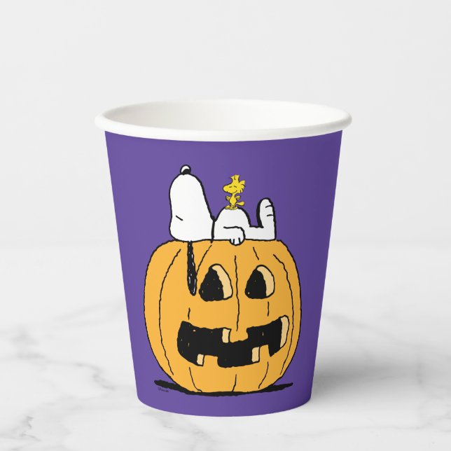 Gobelets En Papier cacahuètes | Snoopy et Woodstock Jack-O-Lantern (Recto)
