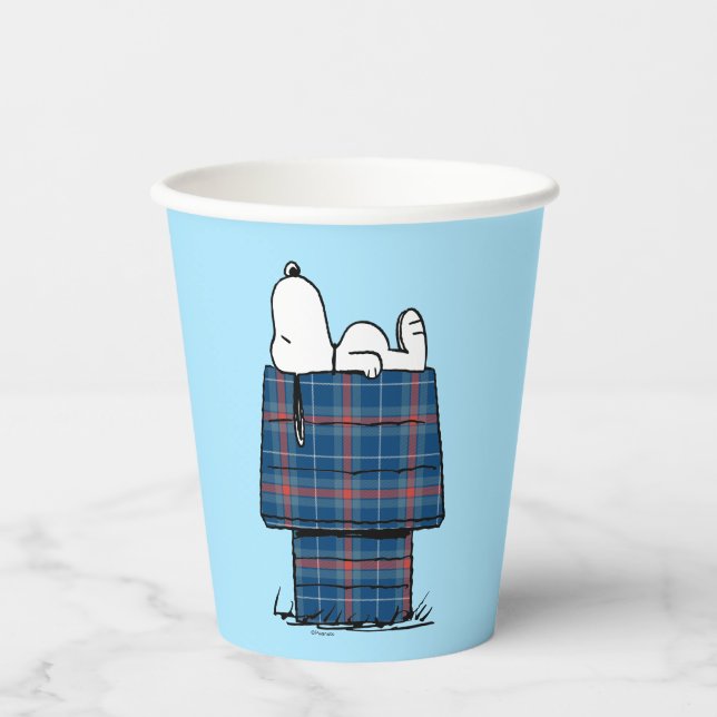 Gobelets En Papier cacahuètes | Snoopy Plaid Flannel Holiday Dog Hous (Recto)