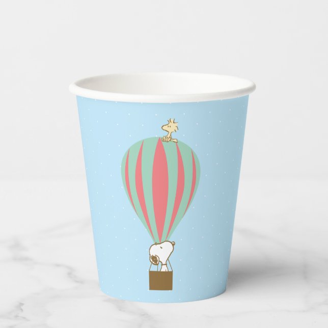 Gobelets En Papier cacahuètes | Snoopy & Woodstock Hot Air Balloon (Recto)