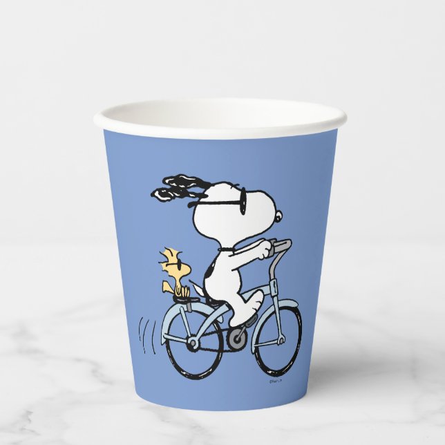 Gobelets En Papier cacahuètes | Vélo Snoopy & Woodstock (Recto)