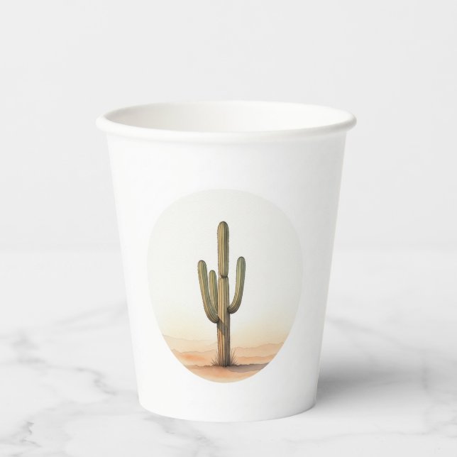 Gobelets En Papier Cactus aquarelle tasses en papier (Recto)