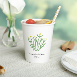 Gobelets En Papier Cactus Cholla Fleur Jaune Baby Shower Mariage