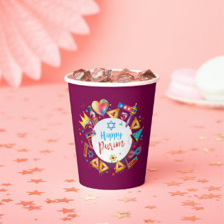 Gobelets En Papier Cadeaux de panier de Pourim heureux, décoration, o