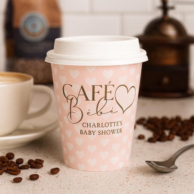 Gobelets En Papier Café Bébé Paris Baby shower à thème (Add a sweet touch to your celebration with these Café Bébé Themed Baby Shower Paper Cups.)