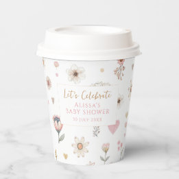 Gobelets En Papier Café fleur sauvage Floral Baby shower