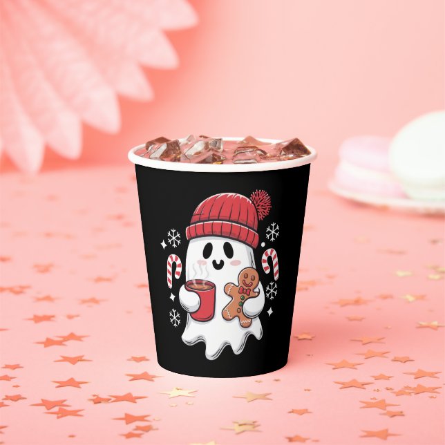 Gobelets En Papier Café glacé Fantôme de Noël Retro Café de Noël (Insitu)