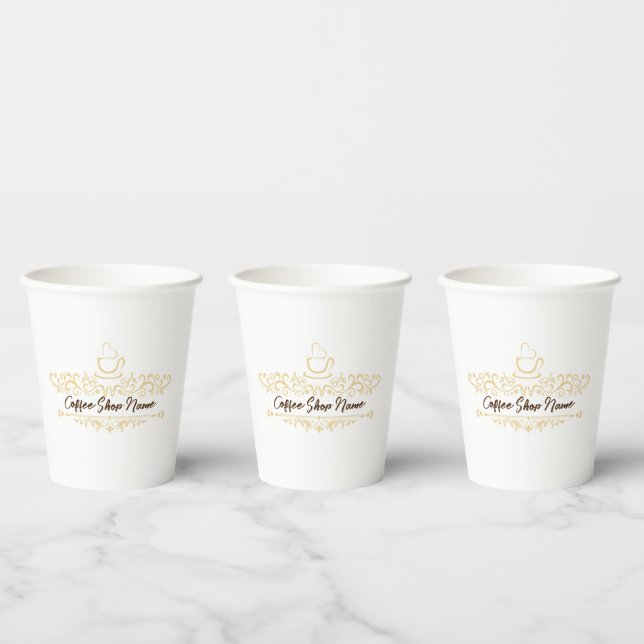Gobelets En Papier Café moderne Boulangerie accueil personnalisé Nom  (Multi)