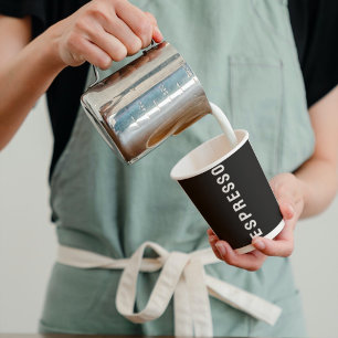 Gobelets En Papier Café professionnel Espresso noir & blanc