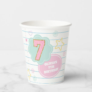 Gobelets En Papier Cahier Varsity preppy pastel patch anniversaire 7