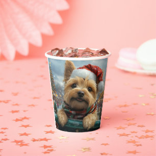 Gobelets En Papier Cairn Terrier Dog Roller Dessous de verre Noël