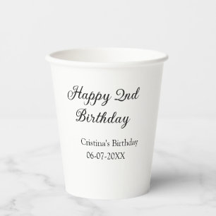 Gobelets En Papier calligraphie simple minimum heureux 2e anniversair